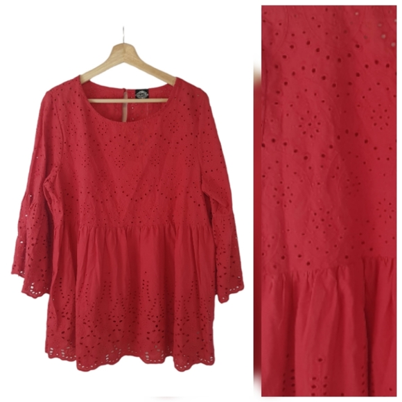 100% cotton eyelet blouse size L - Picture 2 of 4